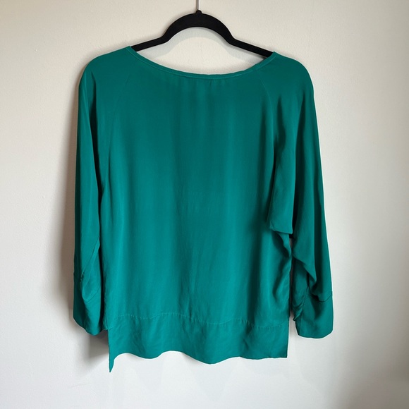 Sunday in Brooklyn Silk Emerald Green Top - Picture 1 of 4